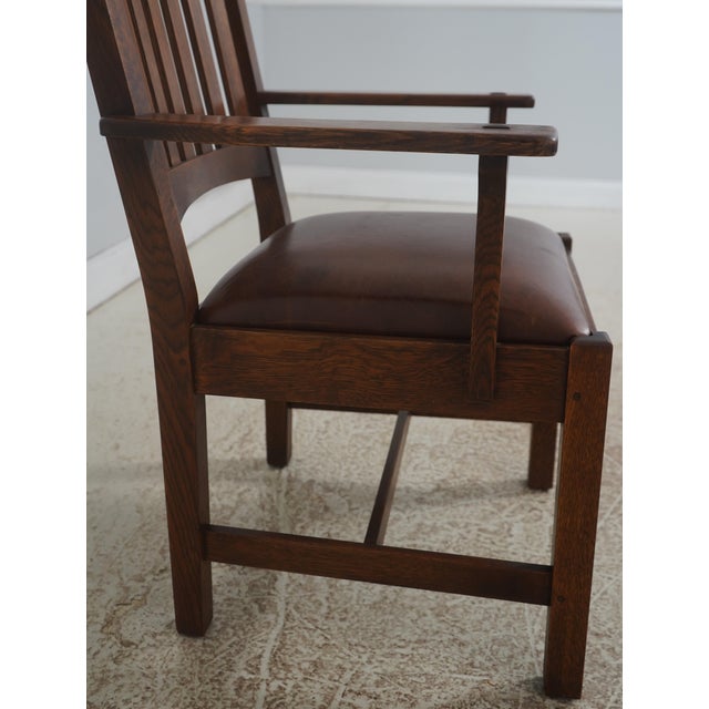 Brown Set of 6 Stickley Mission Oak Dining Room Chairs For Sale - Image 8 of 18