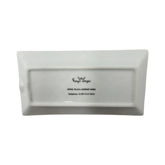 1990s Vintage Hotel Plaza Athénée Paris Ashtray Catchall Dish White Porcelain For Sale - Image 5 of 12