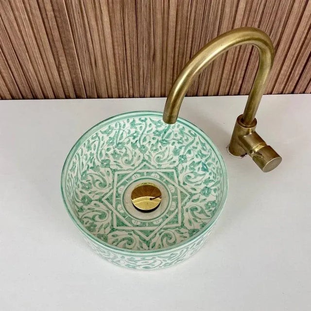 Contemporary Modern Ceramic Bathroom Countertop Round Sink, Handmade For Sale - Image 3 of 7