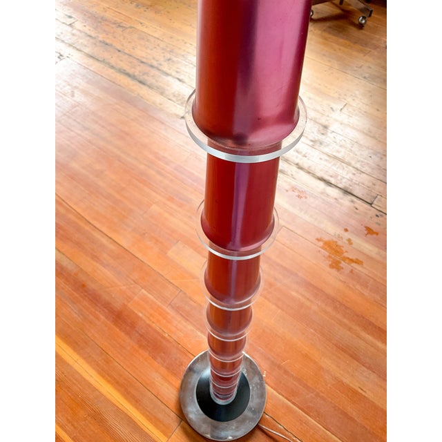 Pink 1980s Art Deco Metallic Glass Floor Lamp For Sale - Image 8 of 15