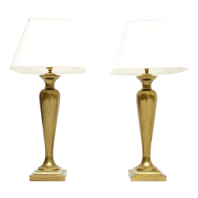 Vintage Brass Table Lamps, 1970s, Set of 2 For Sale
