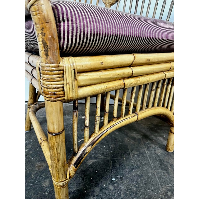 Vintage Rattan Bamboo Fan Back Chairs- A Pair For Sale - Image 9 of 12
