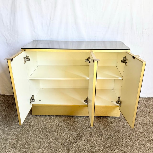 1980s Postmodern Smoked Mirror and Gold Credenza For Sale - Image 4 of 8