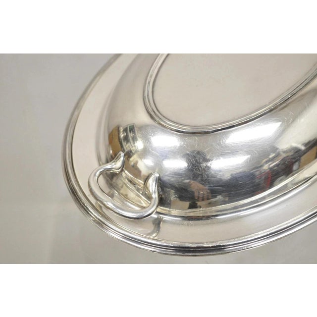 Mid 20th Century Vintage Wilcox Sp Co Oval Silver Plated Vegetable Serving Platter W "K" Monogram For Sale - Image 5 of 11
