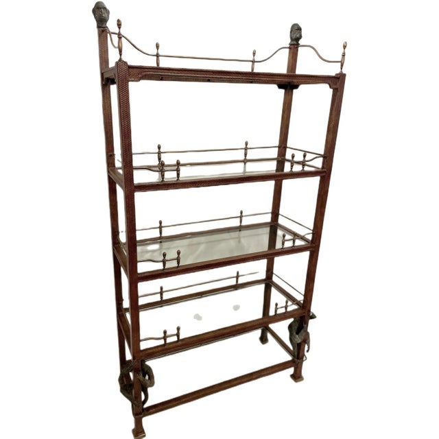 Hollywood Regency Hollywood Regency Figural Monkey Étagère With Bronze Sculptural Details, Attributed to Maitland-Smith For Sale - Image 3 of 12