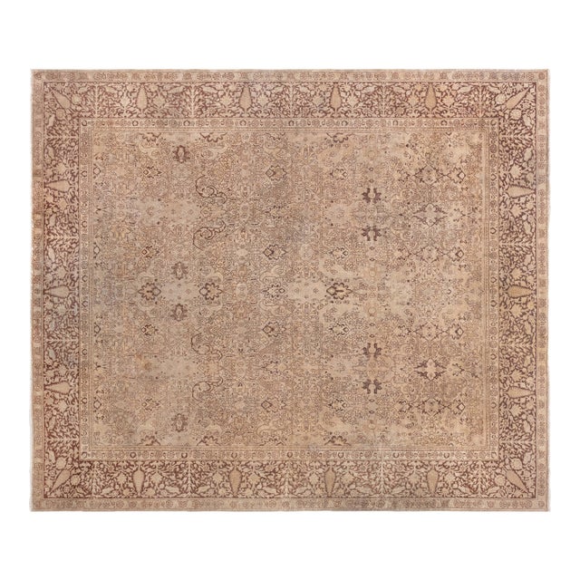 Vintage Indian Amritsar Botanic Handmade Wool Rug For Sale