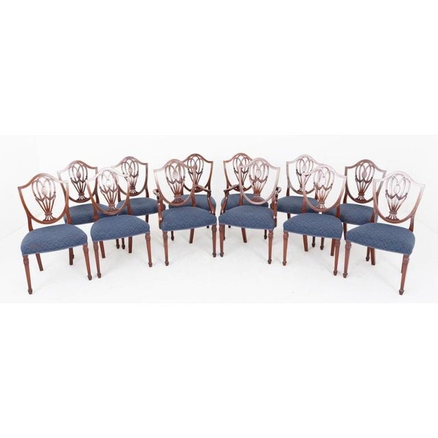 Wood Hepplewhite Dining Chairs in Mahogany, Set of 12 For Sale - Image 7 of 7