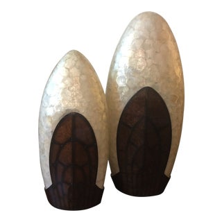 Art Deco Style Capiz Shell Floor Lamps - a Pair For Sale