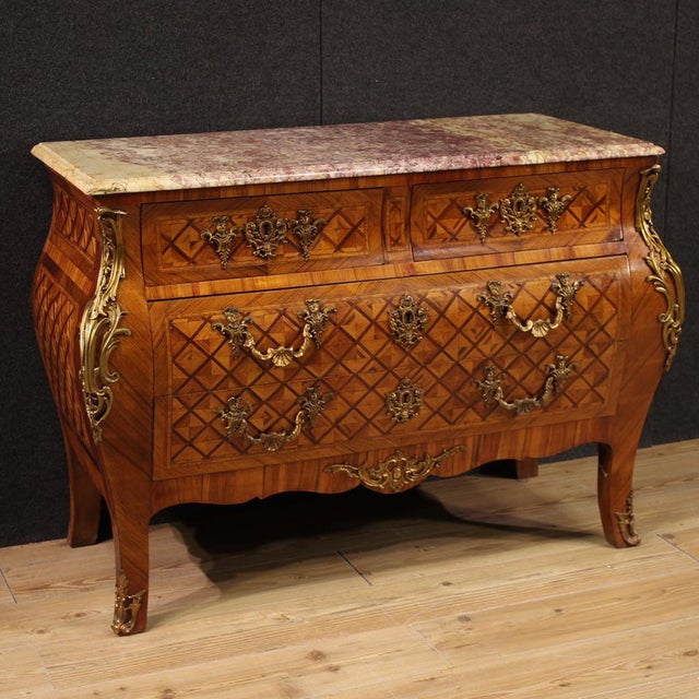 French Louis XV Style Inlaid Chest of Drawers, 1950s For Sale - Image 13 of 13