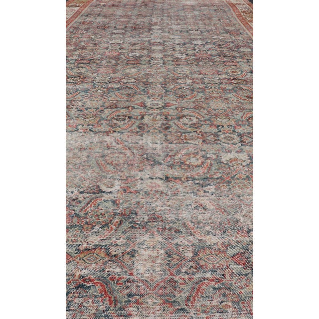 Large Distressed Gallery Persian Malayer Runner in Herati Design 5'8 X 14'8 For Sale In Atlanta - Image 6 of 14