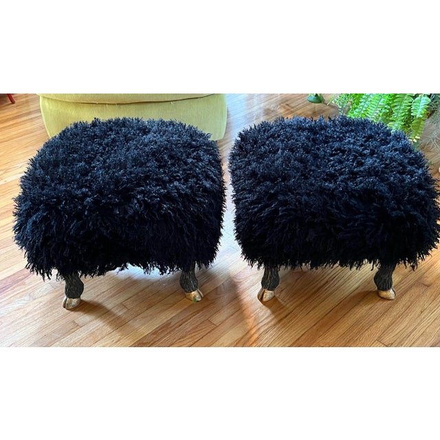 Not Yet Made - Made To Order Stool / Ottoman Sculpted and Gilt Faux Legs and Faux “Lamb” Washable Upholstery Textile- Made to Order For Sale - Image 5 of 7