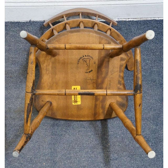 Nichols & Stone Co. Solid Hard Rock Maple Colonial Early American Comb Back Dining Arm Chair For Sale - Image 9 of 11