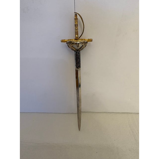 Renaissance Vintage Mid-Century Toledo Spain Ornate Rapier Sword Letter Opener For Sale - Image 3 of 3