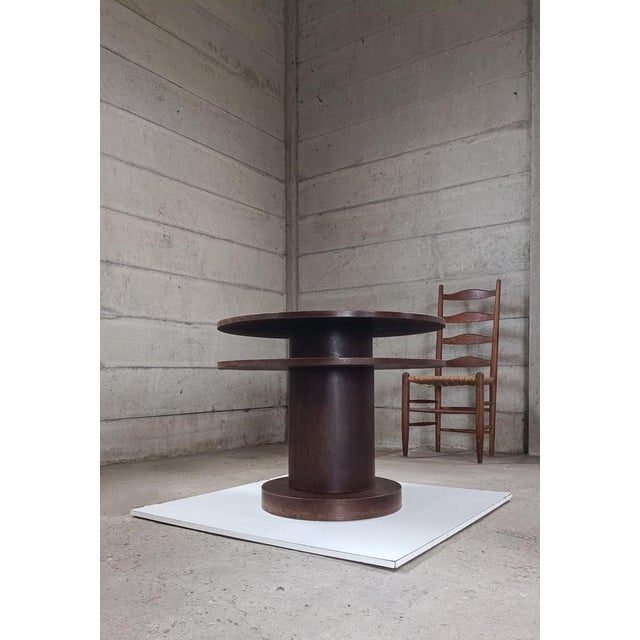 Wood Side Table with Integrated Lamp from De Coene Freres, 1920s For Sale - Image 7 of 11