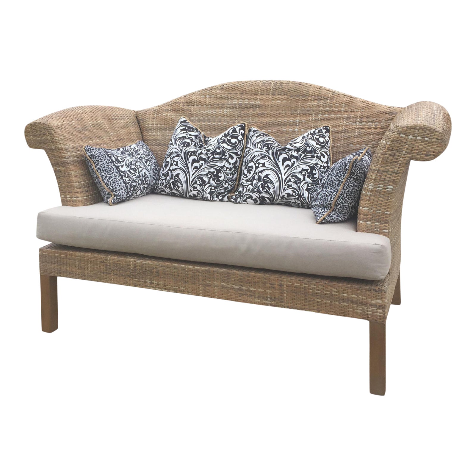 Natural Woven Rattan Settee Chairish