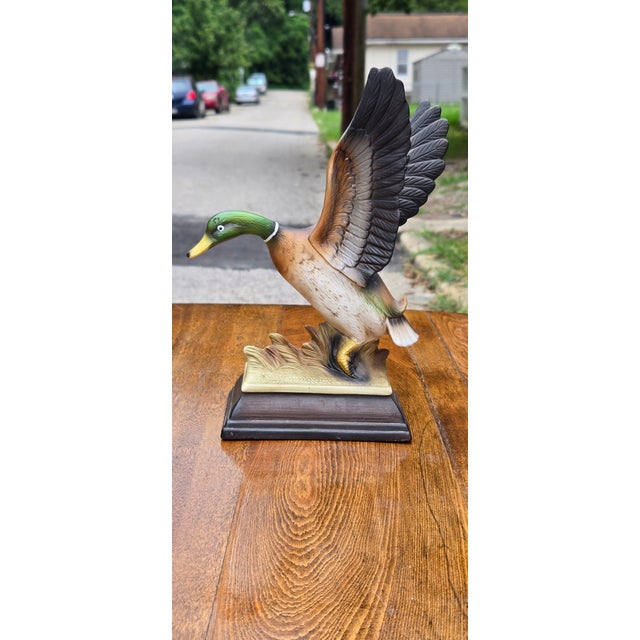Coffee Large Limited Edition Hand-Painted Mallard Duck Figurine Sculpture With Raised Wings For Sale - Image 8 of 12