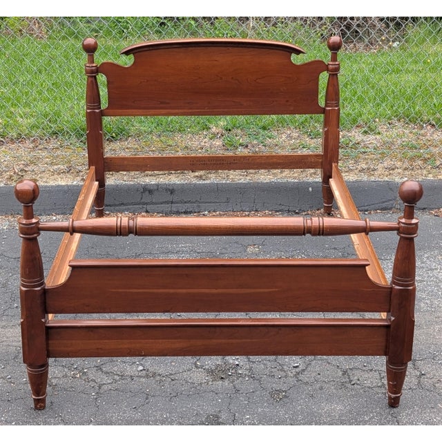 Mid-Century Modern 1960s Vintage John Vogler Cannonball Cherrywood Full Size Bed Frame For Sale - Image 3 of 11