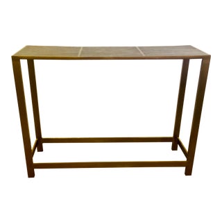 Modern Aged Brass Finished Metal Console Table For Sale