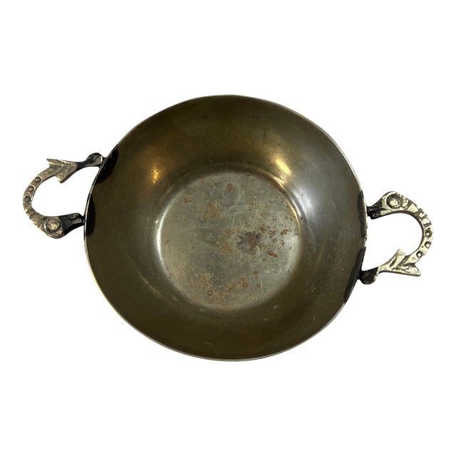 1970s Silver-Tone Chile Handmade Bowl With Decorative Handles For Sale