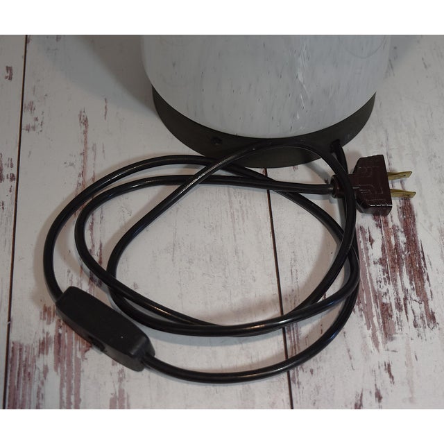 Vintage 1970s Mid-Century Modern Glashutte Limburg White Glass Mushroom Table Lamp Model A743 For Sale - Image 12 of 18