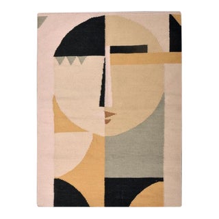 Custom Flat Weave Abstract Female Figure Rug - 3′ × 3′10″ For Sale