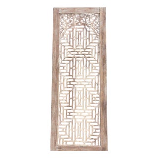 Temple Lattice Whitewash Teak Indian Door For Sale