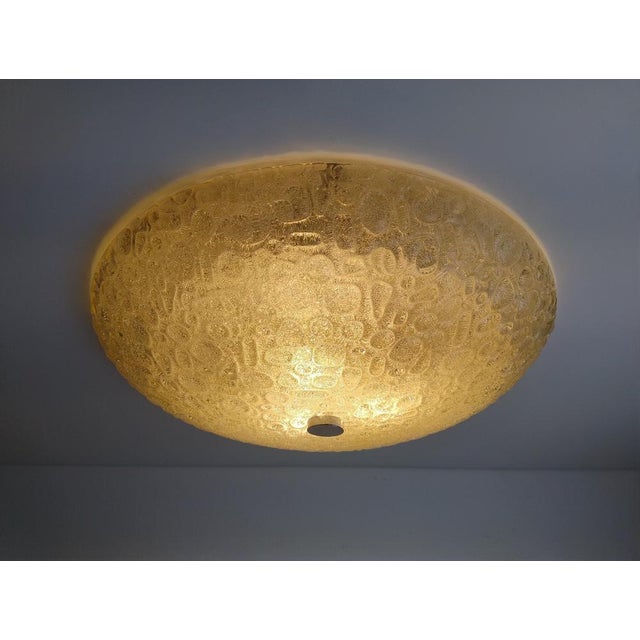 1970s Large Mid-Century Modern Textured Glass Flush Mount or Wall Light, Germany, 1970s For Sale - Image 5 of 18