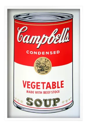 Sunday B. Morning after Andy Warhol, Campbells Vegetable Soup, Silkscreen Print, Framed