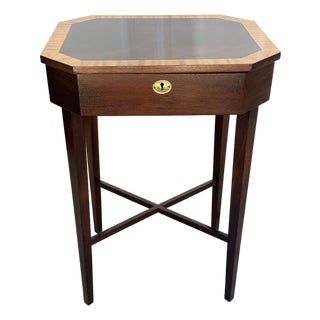 George III Flame Mahogany Work Table With Satinwood Band For Sale