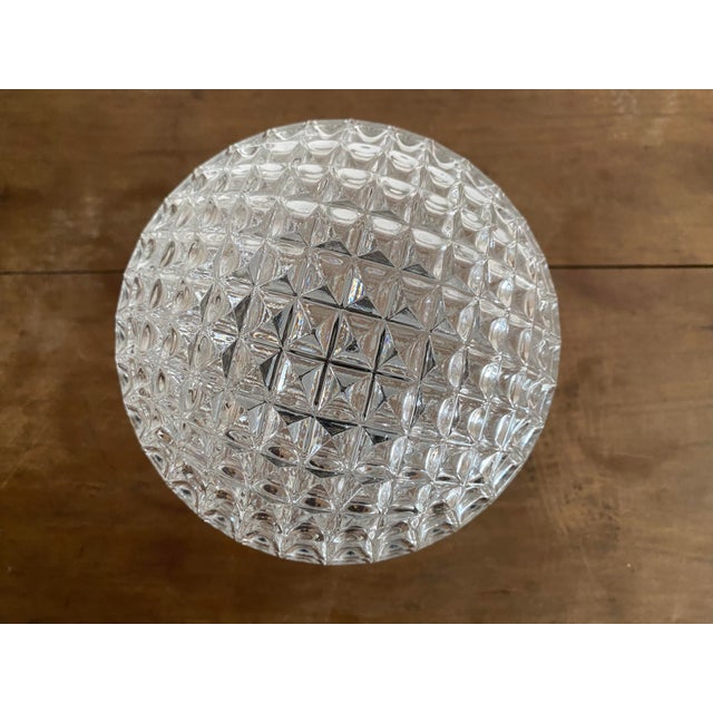 White Vintage Geometric Pressed Glass Flush Mount Ceiling Light, 1970s For Sale - Image 8 of 9