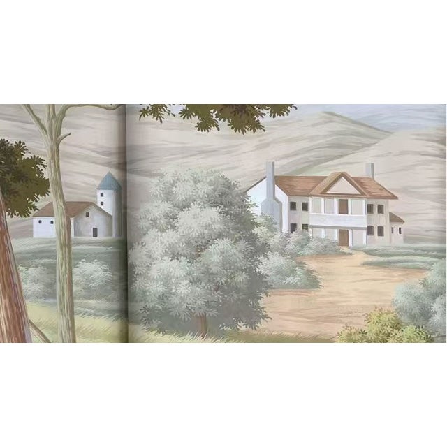 French 36" * H96" * 3ps,‌ Hand-Painted Vintage Art Wallpaper, French Luxury Decorative Wallpaper For Sale - Image 3 of 5