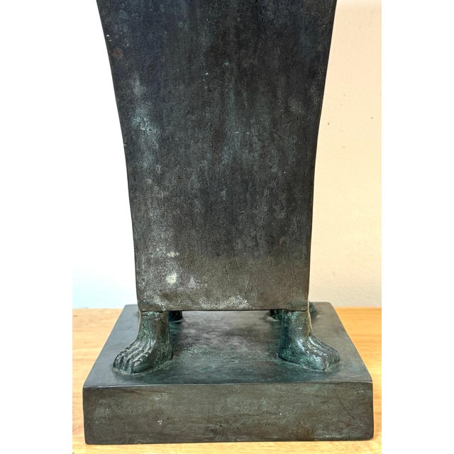 Monumental French Moderne Verdigris Bronze Vase , Manner of Gilbert Poillerat For Sale - Image 17 of 18