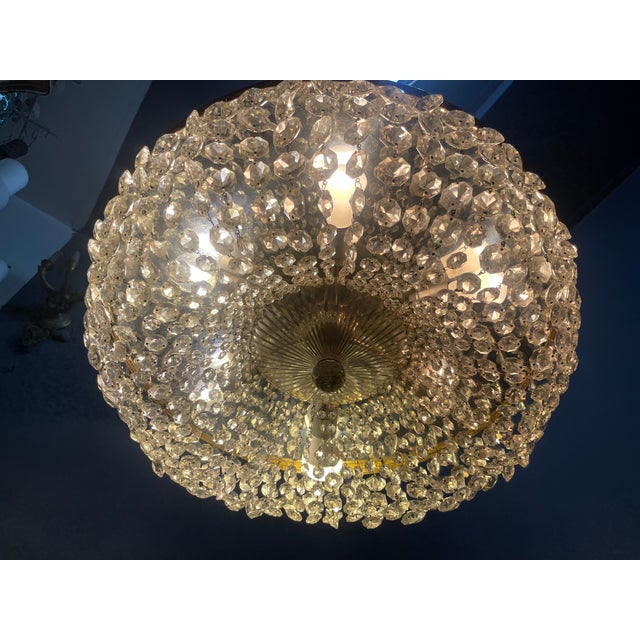 Vintage Crystal Brass Pendant Light, 1960s For Sale - Image 16 of 17