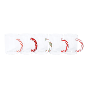 Holiday Glass Mugs, Assorted Set of 5
