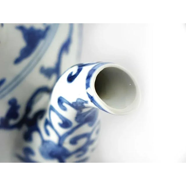 Ceramic Large Chinese Porcelain Teapot with Marking on the Bottom For Sale - Image 7 of 10