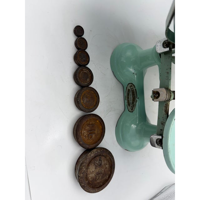 Antique Mint Green Kitchen Scale For Sale - Image 9 of 9