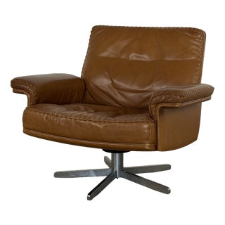 Brown Leather DS-31 Swivel Lounge Chair from de Sede, Switzerland, 1970s For Sale