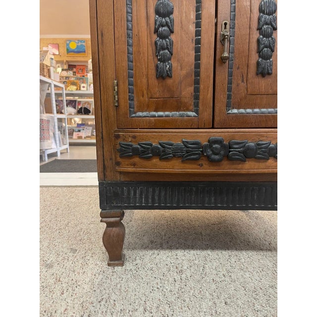 1970s 1970s Vintage Dutch Colonial Style Cabinet With Carved Wood Accents For Sale - Image 5 of 11