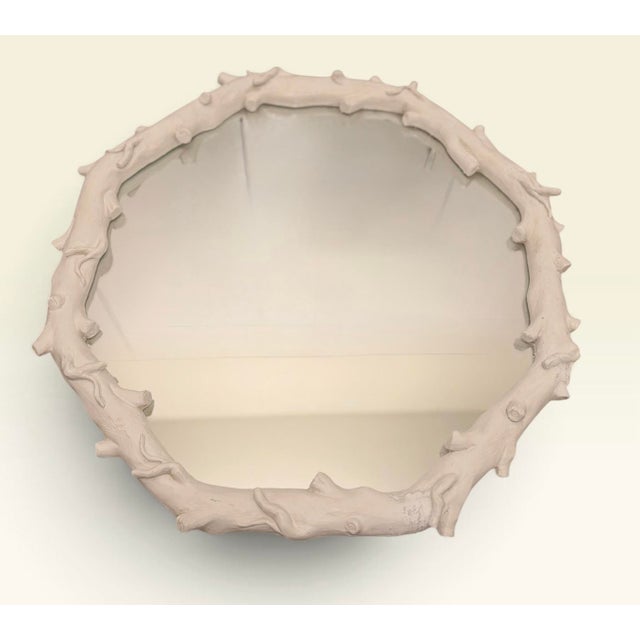 Sculptural White Faux Bois Twig & Branch Wall Mirror, 28” For Sale In New York - Image 6 of 7