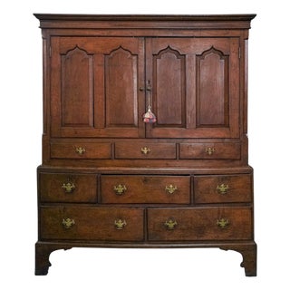 Antique English Georgian Oak Housekeepers Cupboard, Circa 1800 For Sale