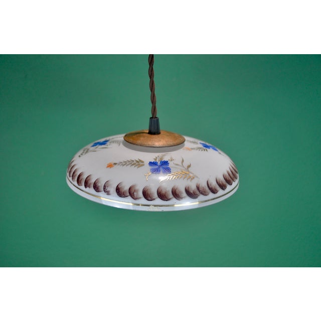 Hand-Painted Glass Lamp, 1940s For Sale - Image 3 of 9