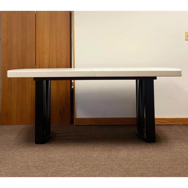 Contemporary 1950s Paul Frankl for the Johnson Furniture Company Mahogany and White Cork Dining Set – Set of 5 For Sale - Image 3 of 12