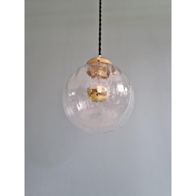 Vintage Pendant Light in Clear Crackled Glass, 1970s For Sale - Image 11 of 13