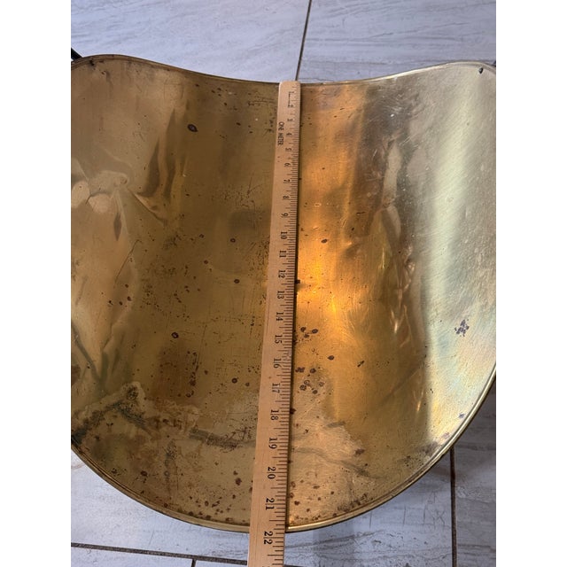Vintage Large, Solid Brass With Metal Handles, Firewood, Log or Magazine Holder, Natural Patina For Sale In Phoenix - Image 6 of 11