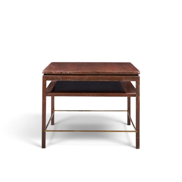 Mid 20th Century Edward Wormley for Dunbar Mid Century Mahogany and Brass Coffee Table For Sale - Image 5 of 8