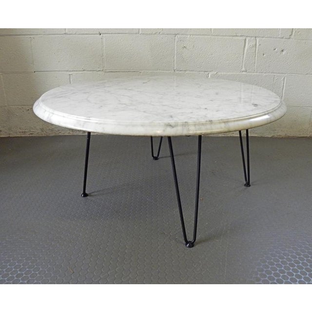Vintage Mid Century Modern White Italian Marble Cocktail Coffee Table