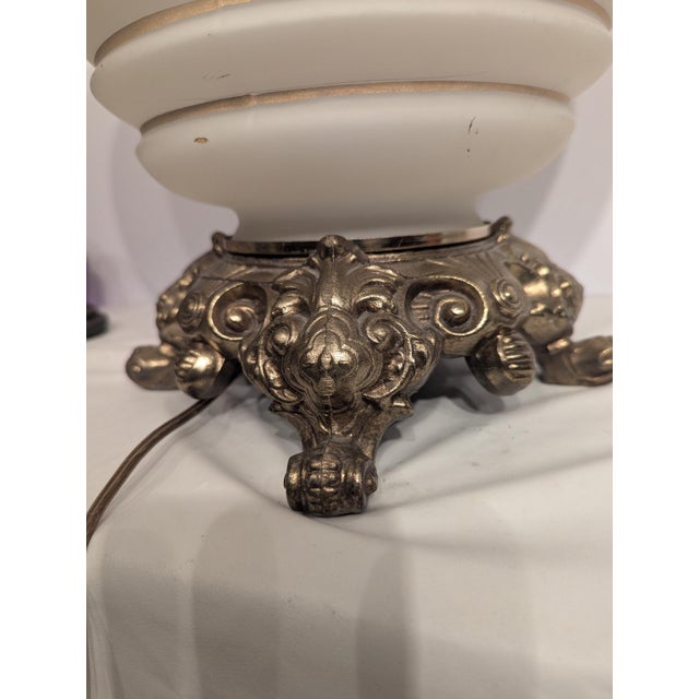 1950s 1950s Falkenstein White With Gold Design Table Lamp Brass For Sale - Image 5 of 5