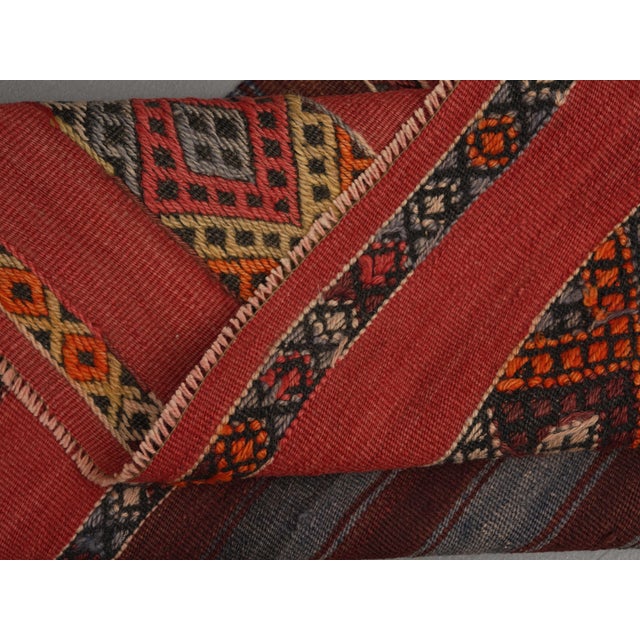 1970s Vintage Handmade Wool Cotton Red Runner Rug For Sale - Image 4 of 11