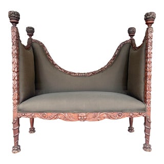 Vintage Asian Carved Bench For Sale