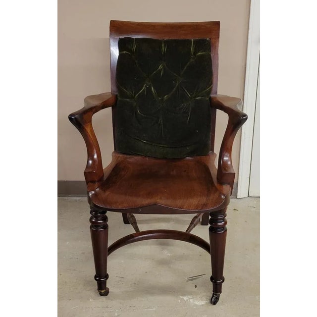 Art Nouveau French Art Nouveau Walnut Office Desk Arm Chair For Sale - Image 3 of 10